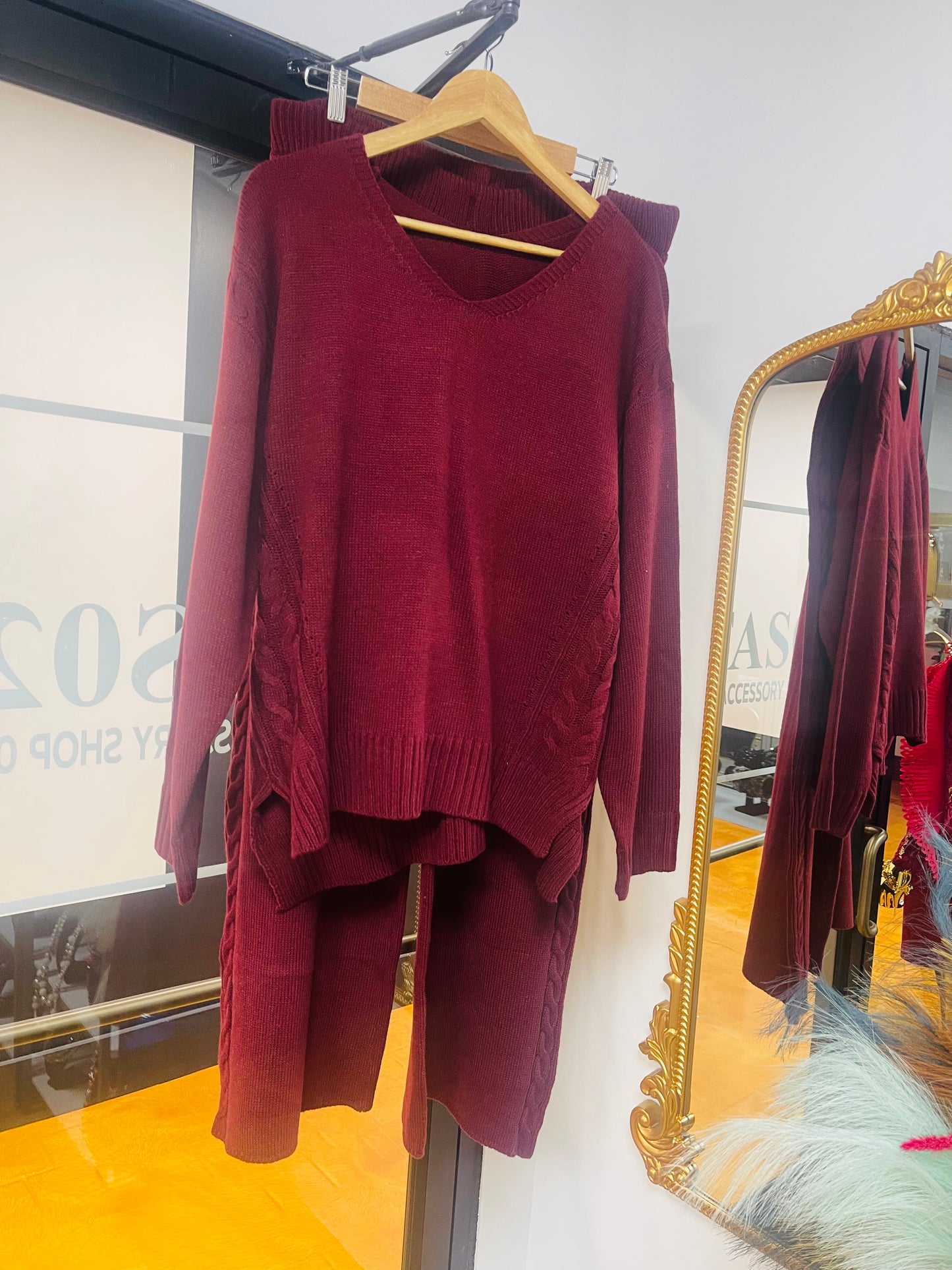 Burgundy Knit Pant set