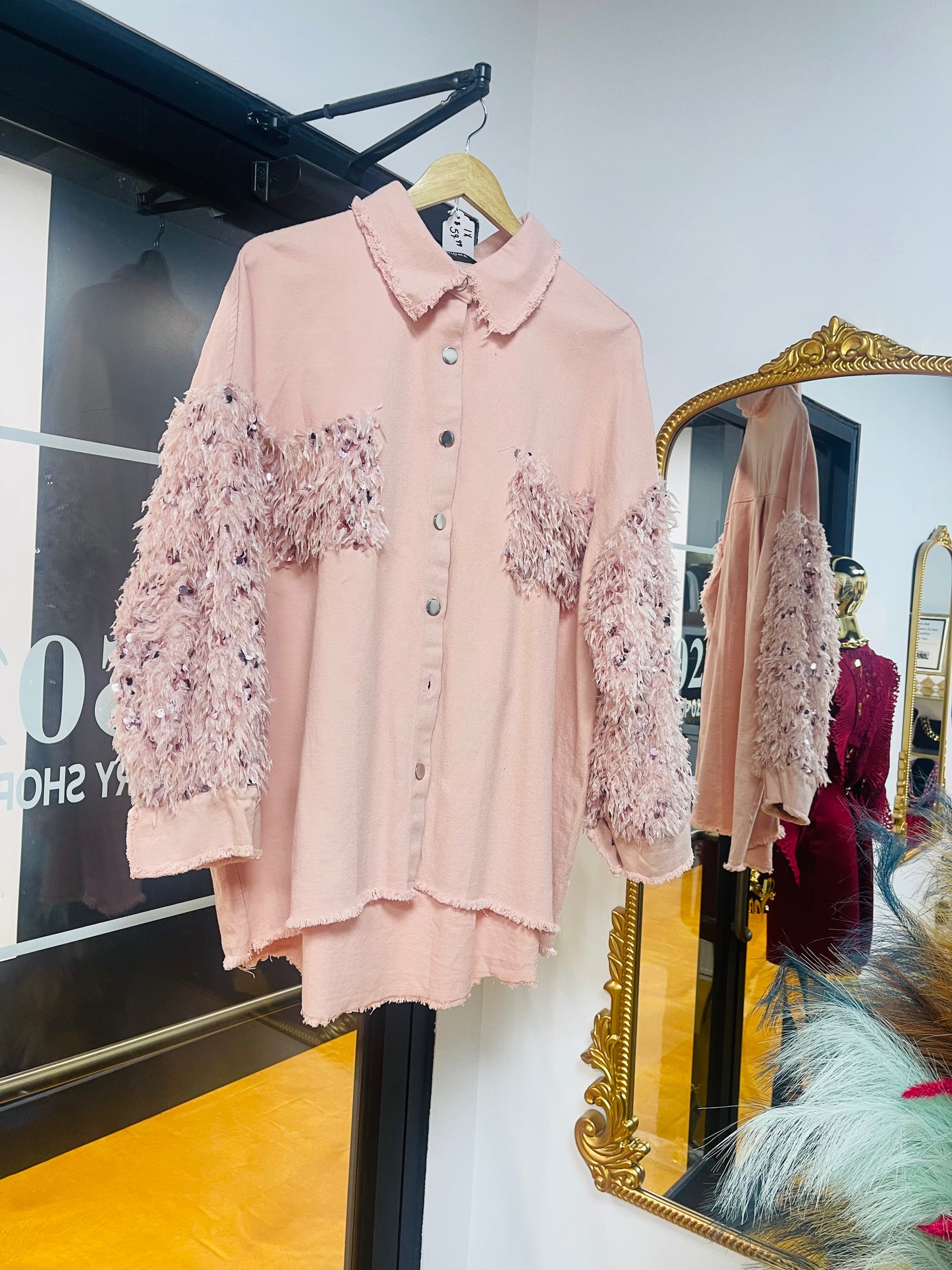 Feather Sequin Shacket