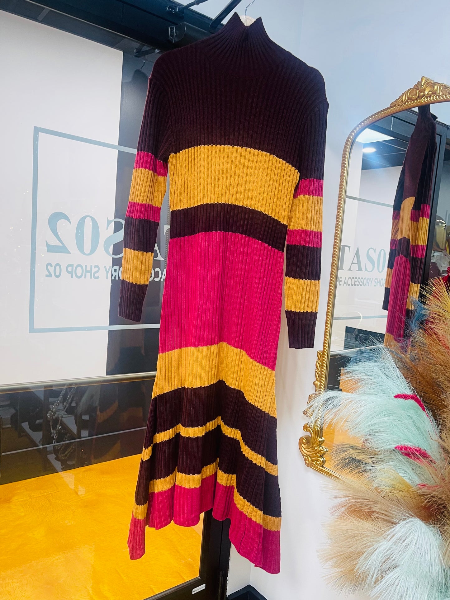 Striped Trumpet Sweater Dress