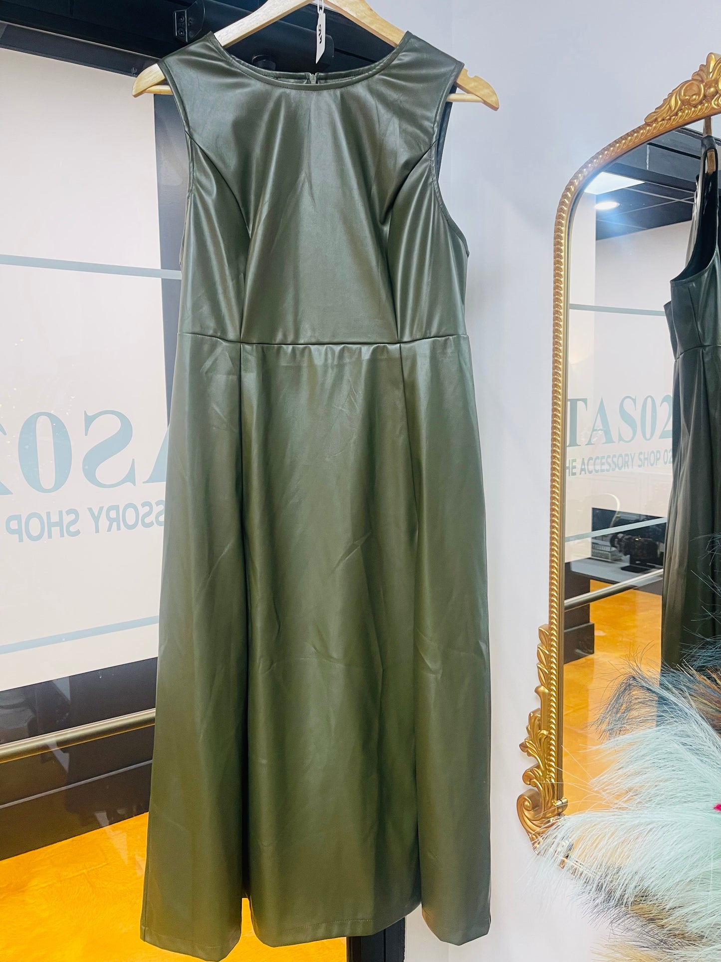 Faux Leather Apron Dress