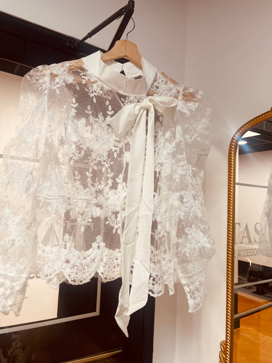 Lace Blouse with Bow