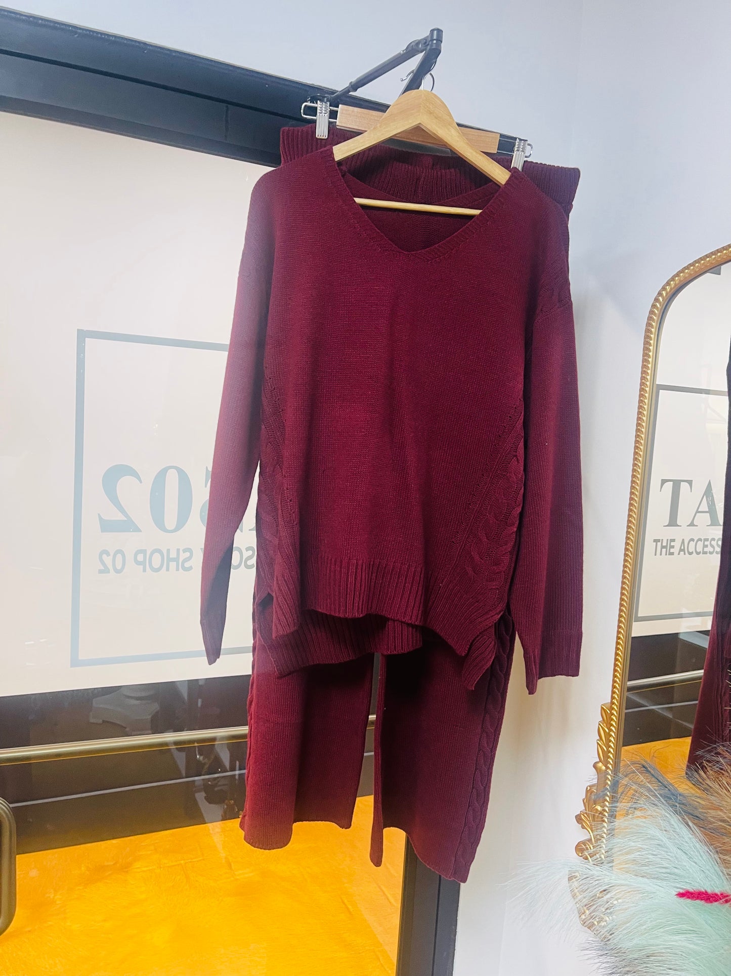 Burgundy Knit Pant set