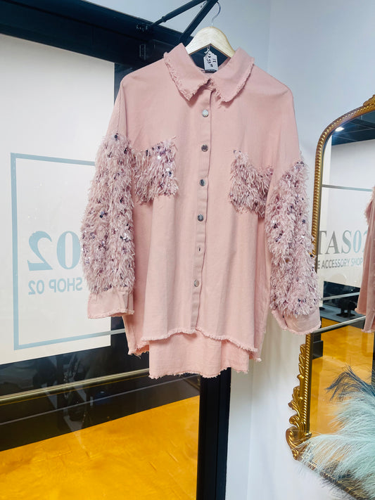 Feather Sequin Shacket