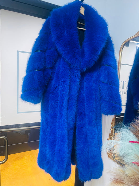 Wide Collar Full Length Vegan Fur