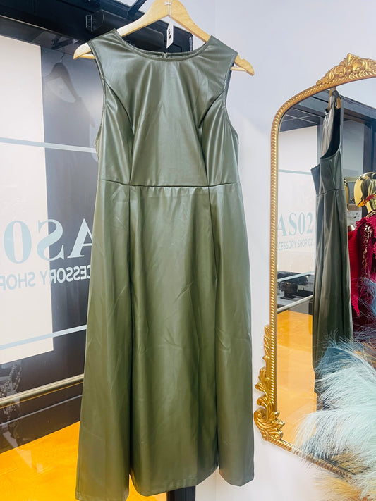 Faux Leather Apron Dress